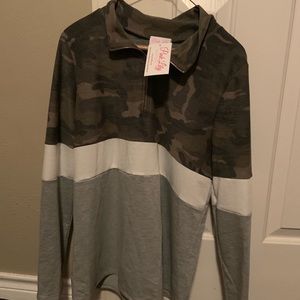 Pink Lily Camo Pullover